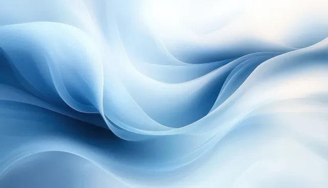 Soft blue abstract waves ripple across a minimal light background, glowing highlights