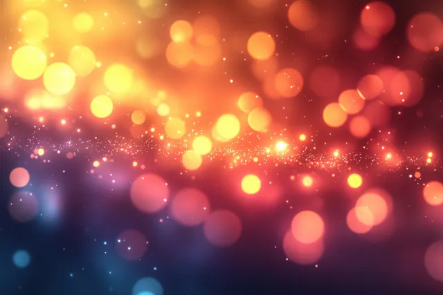 Golden and red bokeh lights drifting across a dark gradient background