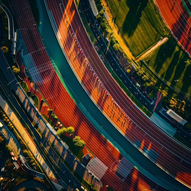 British Runners at Dusk in a 10,000m Track Race