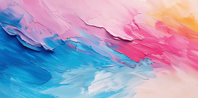 Pastel underwater wave brushstrokes swirl across a blue sea gradient background impasto texture