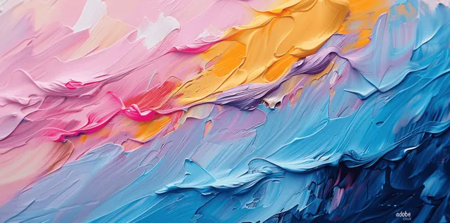 Pastel acrylic waves swirled into ocean texture with layered brushstroke impasto backdrop