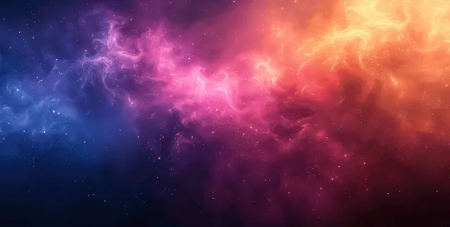 Vibrant blue, pink, and orange nebula wave gradient background with grainy glow texture