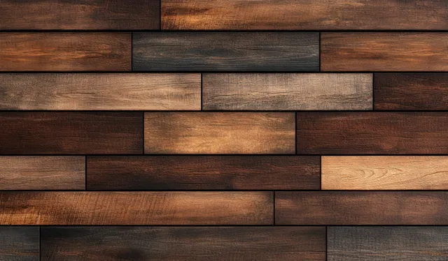 Seamless view of dark brown and caramel hardwood planks showing visible grain and tight seams.