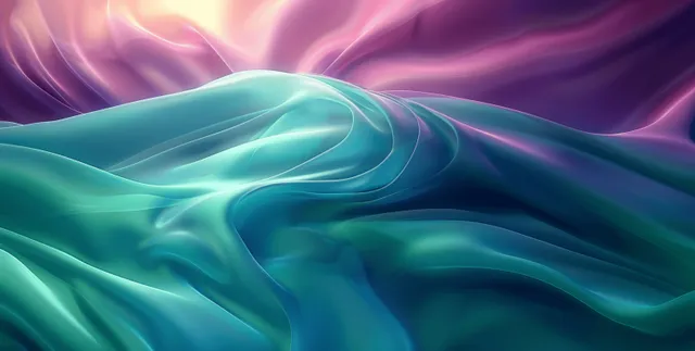 Glowing teal and purple wave lines flowing across a dark gradient digital background