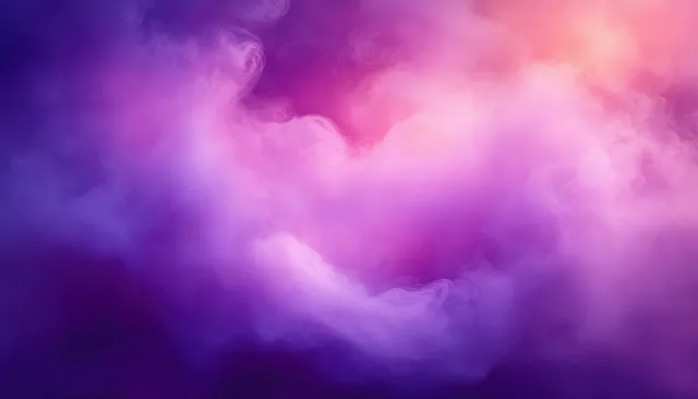Dreamy purple pink smoke landscape with swirling fog clouds and glowing soft light