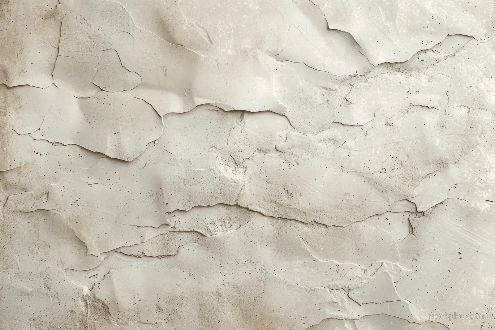 Beige cracked concrete wall surface with exposed stone texture and subtle stains.