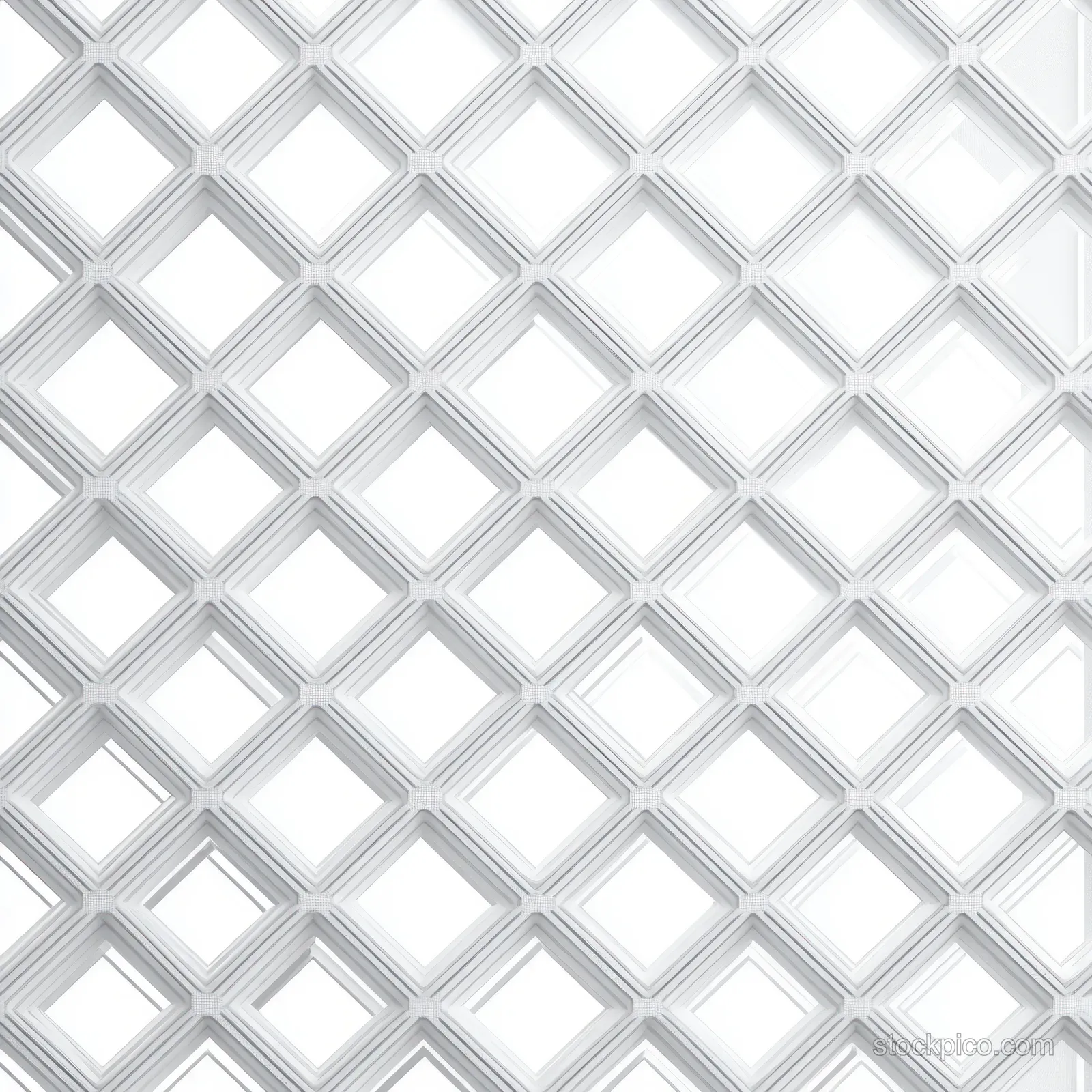 White overlapping square frames form a geometric lattice pattern with subtle gray shadow depth.
