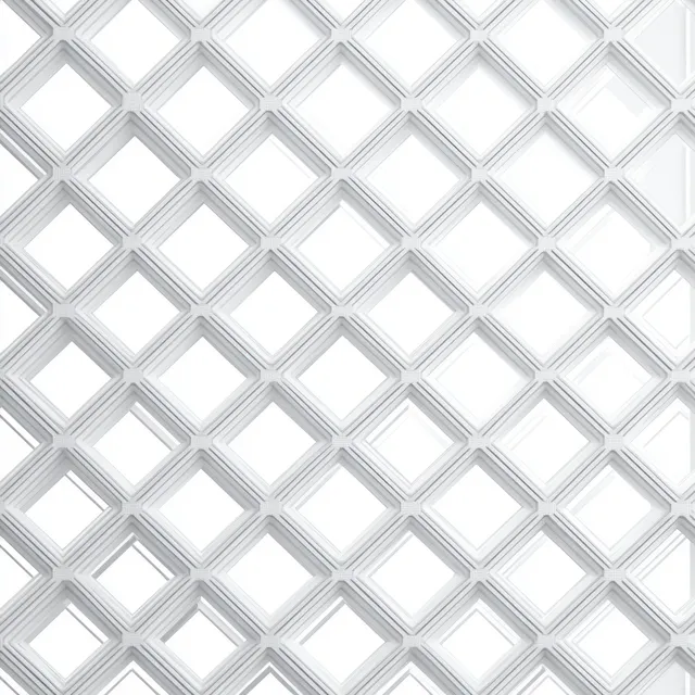 Overlapping white square frames forming a 3D geometric lattice pattern with depth