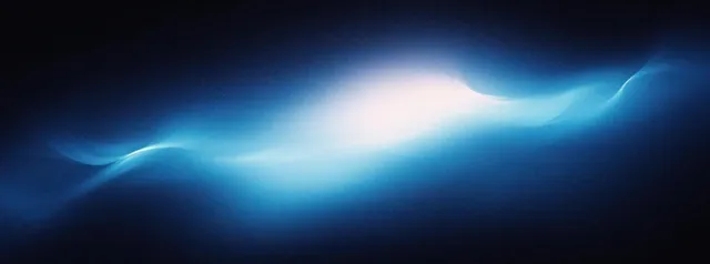 Glowing blue ocean wave ribbon over dark gradient background, soft light bloom