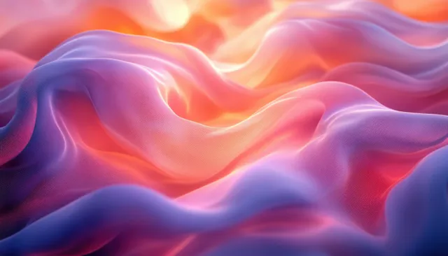 Pastel fluid ribbons swirl across a dreamy gradient background with glowing highlights
