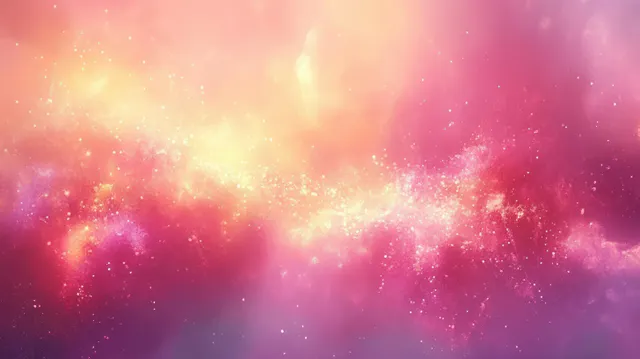 Pink and orange cosmic nebula with sparkling starfield and glowing gaseous clouds