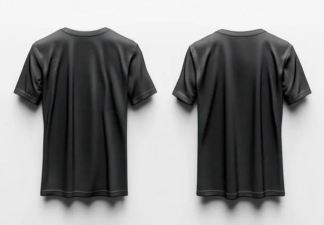 Black soccer jersey t-shirt mockup showing front and back views on white studio backdrop