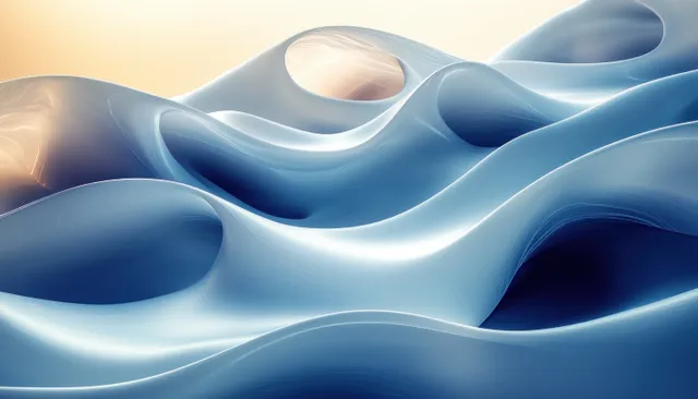 Abstract Blue Fluid Waves with Soft Glowing Gradient Light