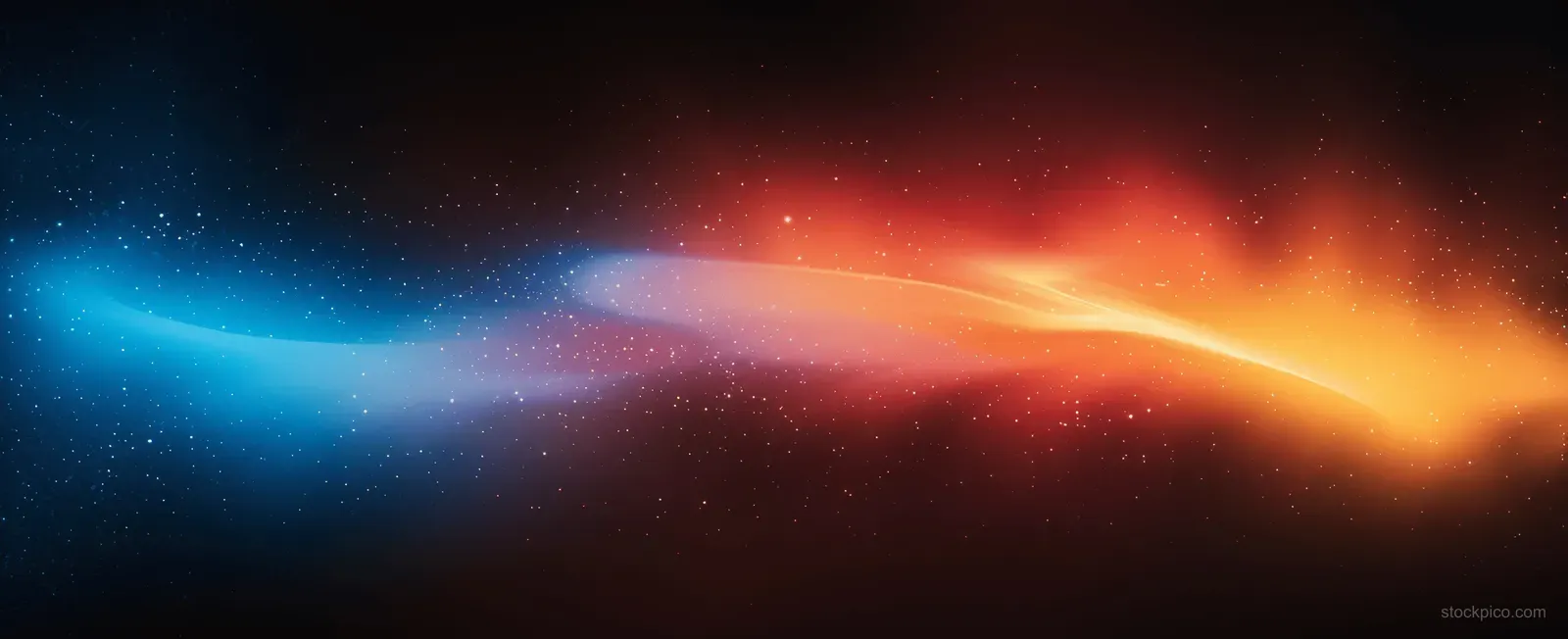 Dark outer space gradient background with flowing red blue yellow nebula glow and grainy texture.