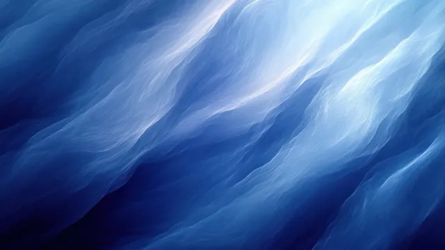 Abstract deep blue wave gradient background with sweeping luminous light lines and soft blended motion texture.