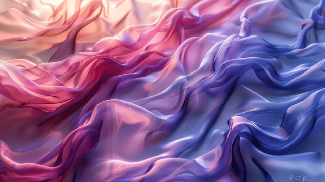 Iridescent blue and purple glass waves with glossy reflections across a smooth gradient backdrop