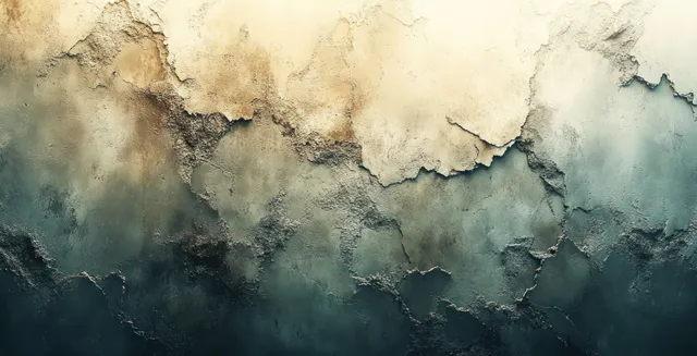 Weathered concrete wall texture with cracks and soft blue-gray paint wash