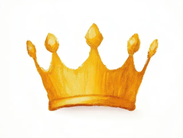 A stylized golden crown with five rounded points centered on a white background.
