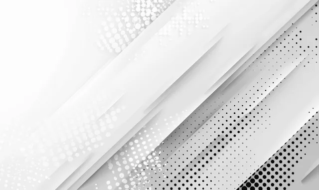 Minimalist white and gray geometric gradient backdrop with halftone dot stripes and soft shadows