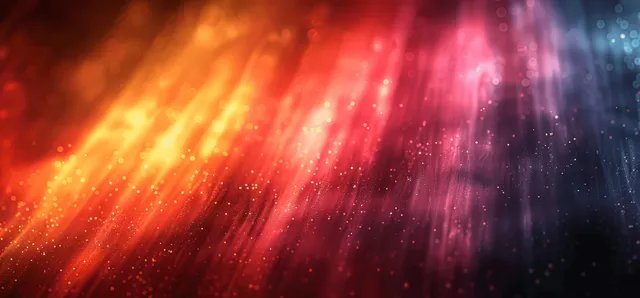 Abstract grainy rainbow gradient lights streaking across a dark backdrop