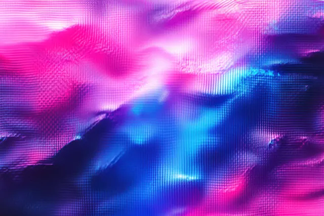 Glossy pink and blue gradient wave texture with flowing light-like motion blur