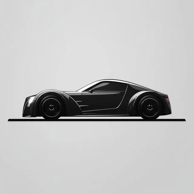 Sleek black sports car in side profile on neutral studio background with tinted windows