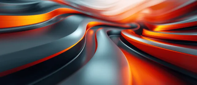 Futuristic 3D abstract background with dark red and black curved lines, glossy highlights, and glowing light trails.