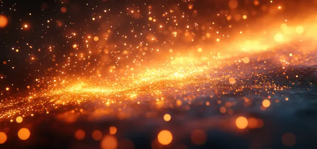 Golden sparkler sparks glow against dark festive night lights in soft bokeh.