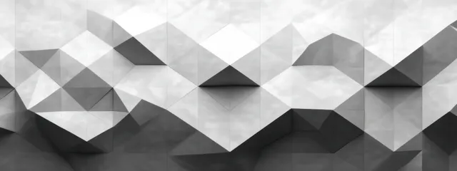 Monochrome wall panel with repeating diamond and triangular facets casting shadows to create a 3D geometric illusion.