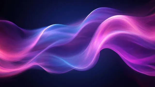 Flowing purple and blue wave ribbons with glowing light trails on dark background