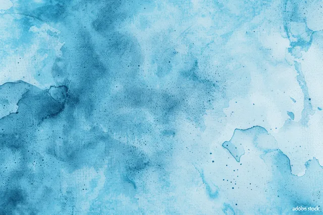 Light blue watercolor wash background with grain texture, top view for copy space