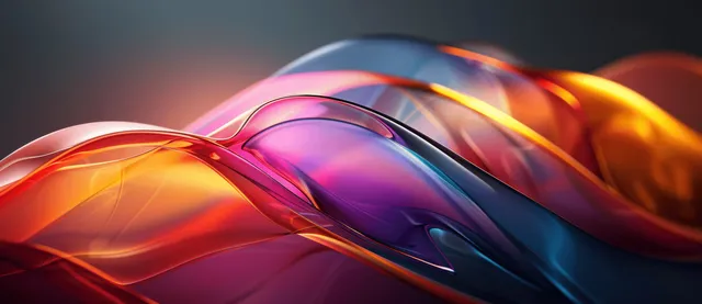 Abstract glowing ribbons swirling across a dark tech background in neon colors