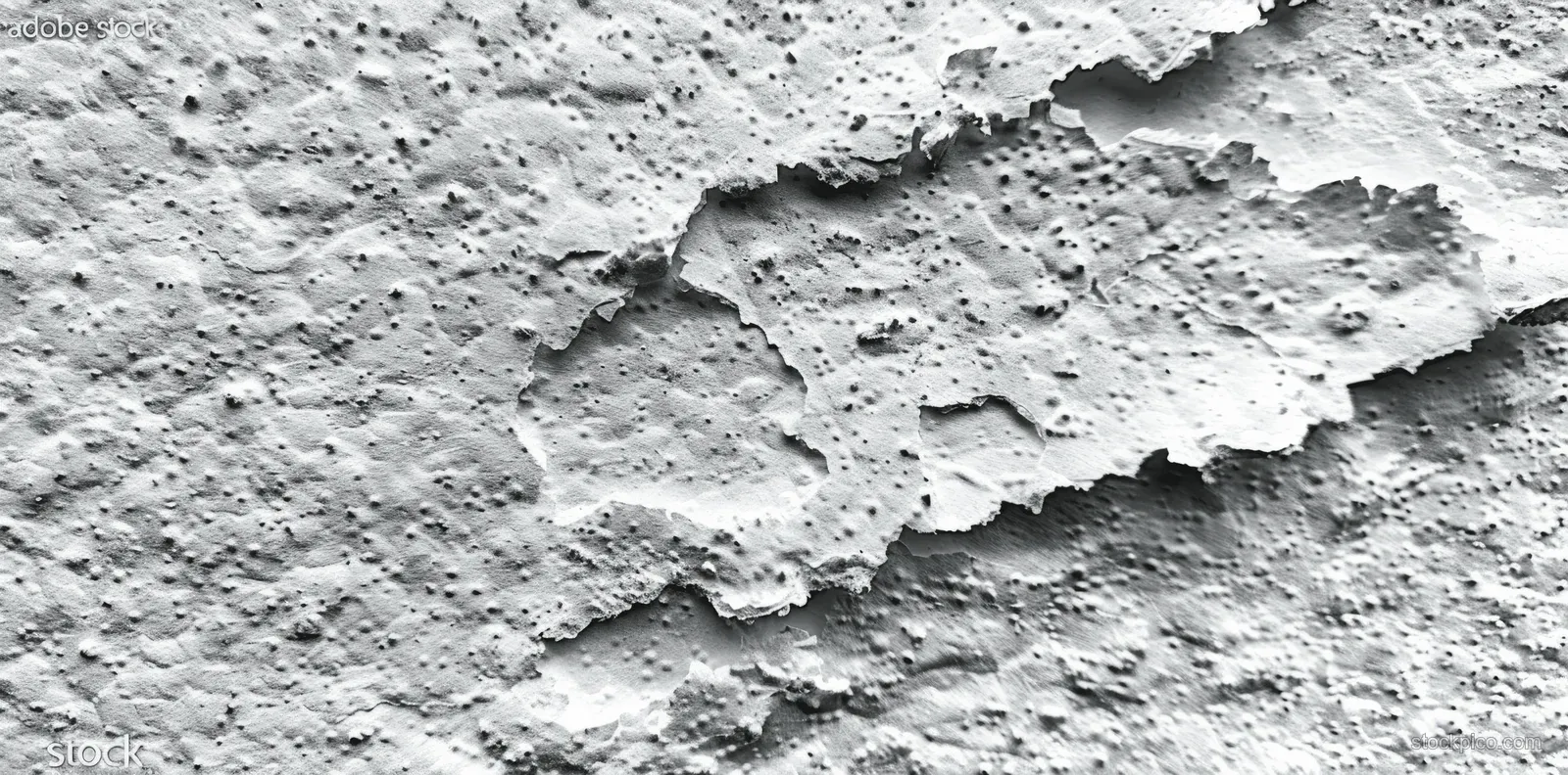 Close-up of rough recycled white kraft paper with torn edges and fibrous grain forming a seamless texture tile.