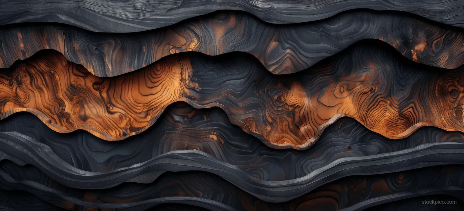 Dark brown wood grain background with a vintage wave pattern, perfect for rustic and nostalgic designs.