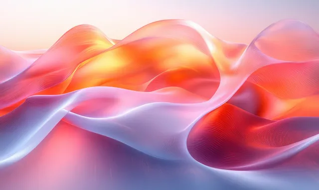 Ethereal glowing waves of transparent color ribbons in a futuristic abstract composition