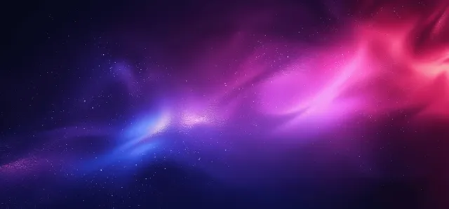 Dark blue and purple nebula gradient background with neon glow streaks and subtle black noise grain.