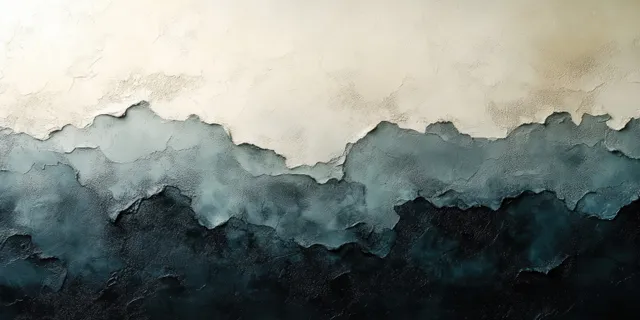 蓝绿色灰调的纹理墙背景，带有柔和光线、可见层次和粗糙不平的撕裂边缘。