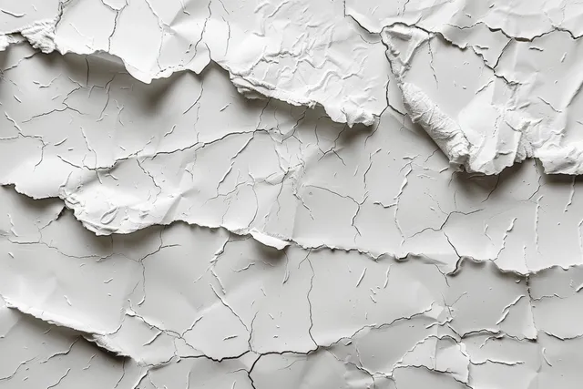 Torn white craft paper covers an aged newspaper vignette, leaving textured blank space.