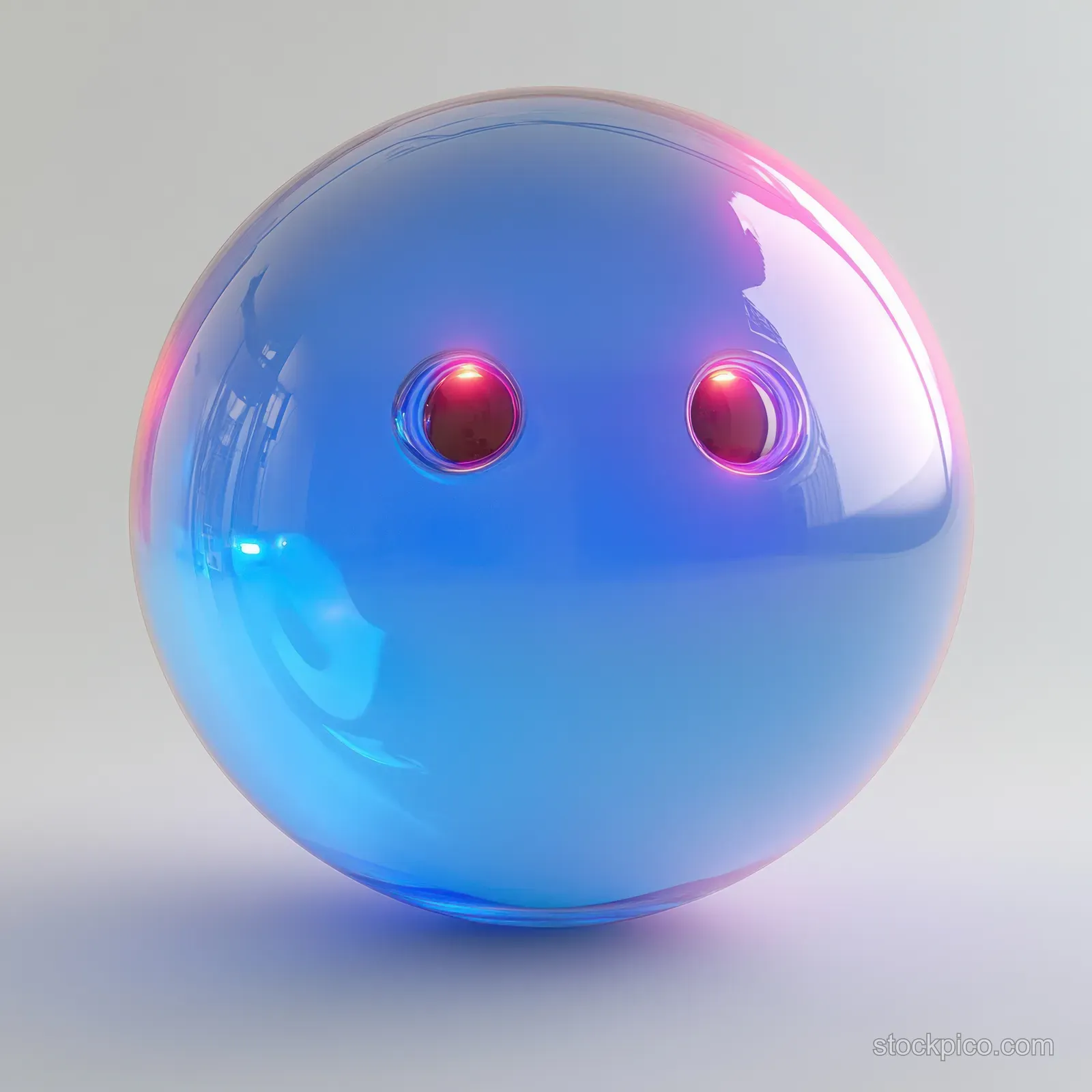 3D Blue Chat Bubble Icon with Glowing Edges and Soft Shadows