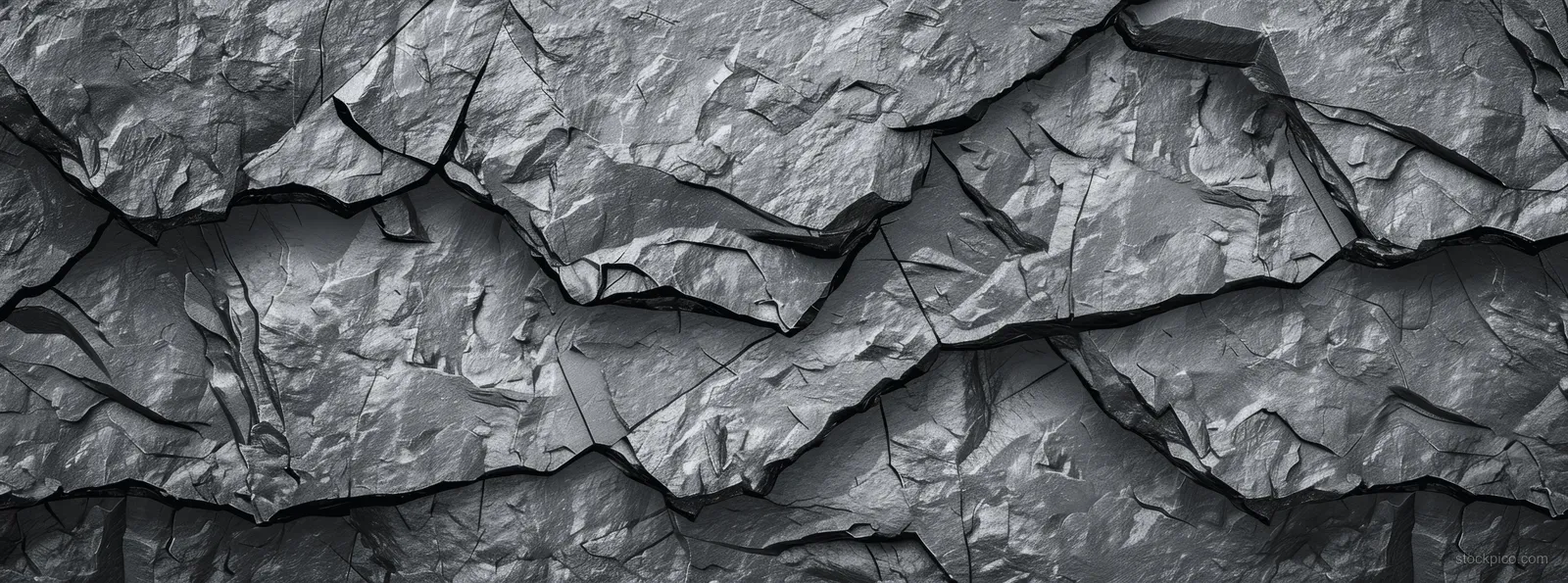 Close-up of a gray rock wall texture with cracked basalt slate slabs and rough grunge stone surface.