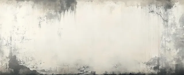 Weathered white wall with peeling paint, gray stains, cracks, and rough distressed texture.