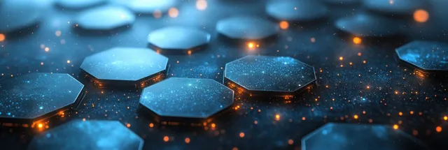 Glowing hexagonal network floating over dark blue medical science background
