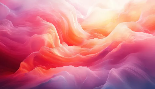 Pastel pink and orange abstract waves swirl softly with diffused light gradients