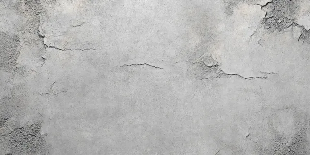 Gray concrete wall with peeling paint, flaking patches, and visible cracks showing weathered aging texture.