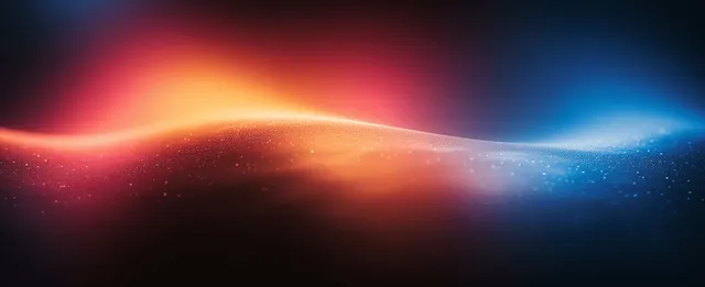 Colorful light arc with grainy film texture on dark gradient