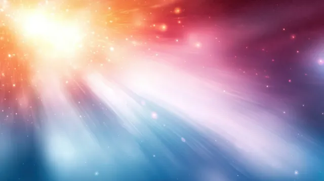 Ethereal light beams streak through a tunnel, forming motion blur in pastel starlight