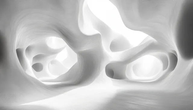 Minimalist 3D abstract geometric forms with soft ambient light and smooth monochrome shadows