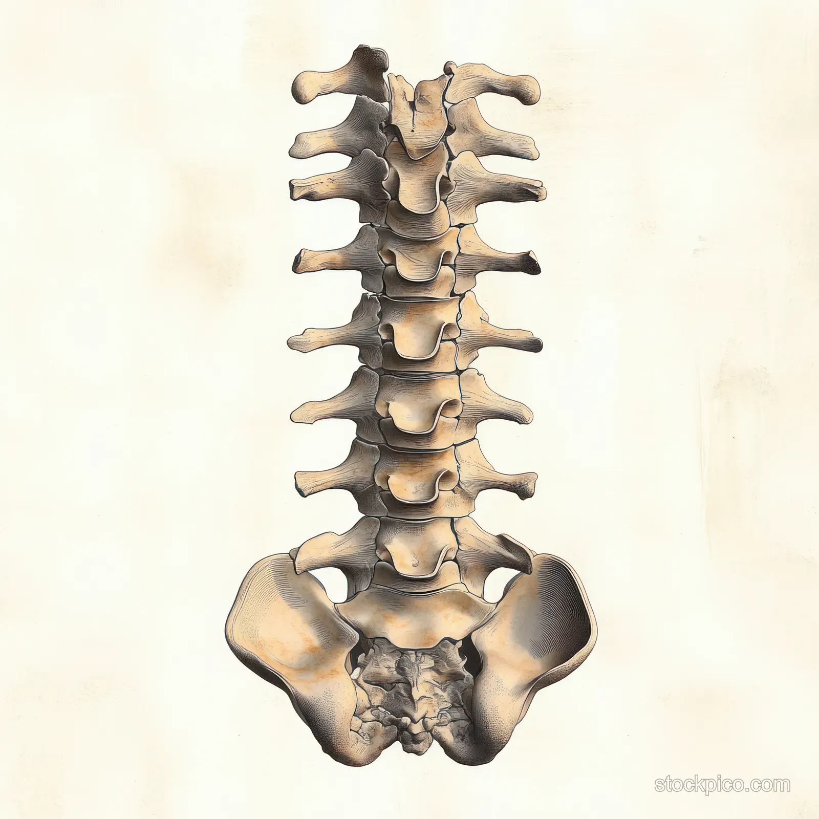 An anatomical illustration of the human spine and lumbar vertebrae with the posterior longitudinal ligament highlighted.