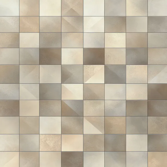 Seamless grid of beige, cream, and light brown square tiles with subtle textured geometry and soft gradients.