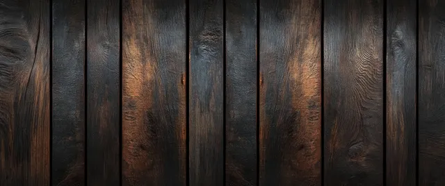 Dark wooden planks with natural grain and warm lighting form a vertical panel texture background.